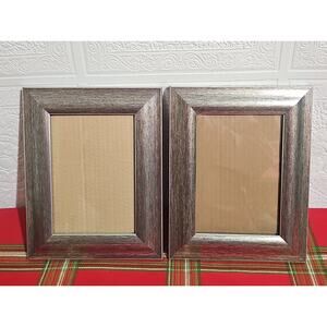 Set of Two Silver Picture Frames Modern Rustic Style Free Standing Wall Hanging